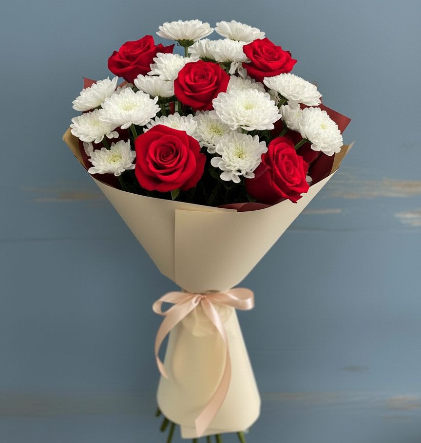 Букет цветов из: Розы и Хризантемы в Сергаче