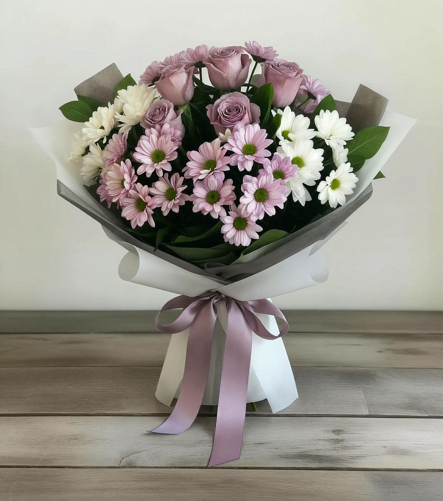 Букет цветов из: Хризантемы и Розы в Сергаче