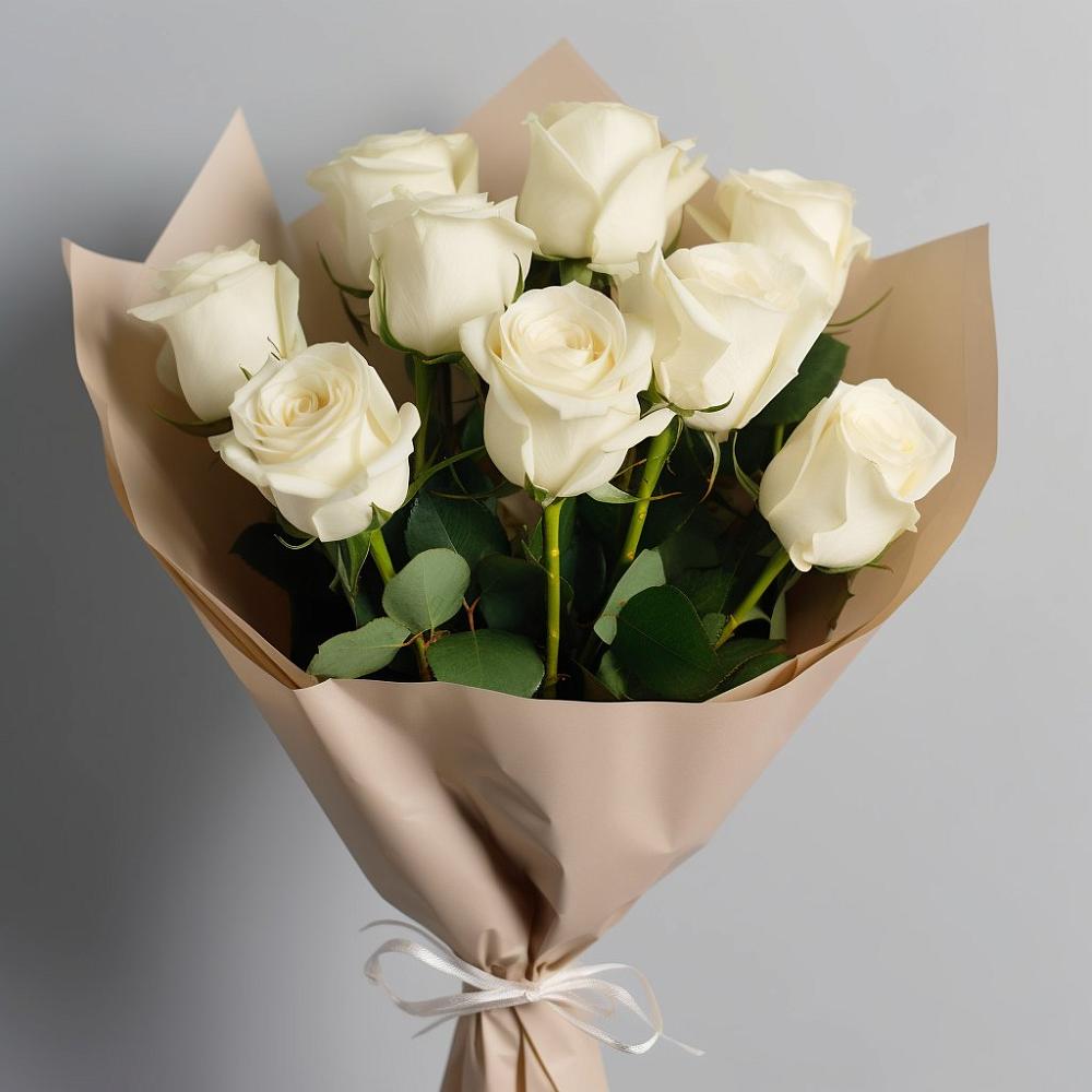 Букет 9 Белых роз Эдлесс Лав в Сергаче