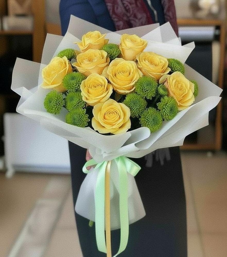 Букет цветов из: Хризантемы и Розы в Сергаче