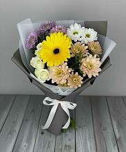 Букет цветов из:  Розы, Герберы и Хризантемы в Сергаче