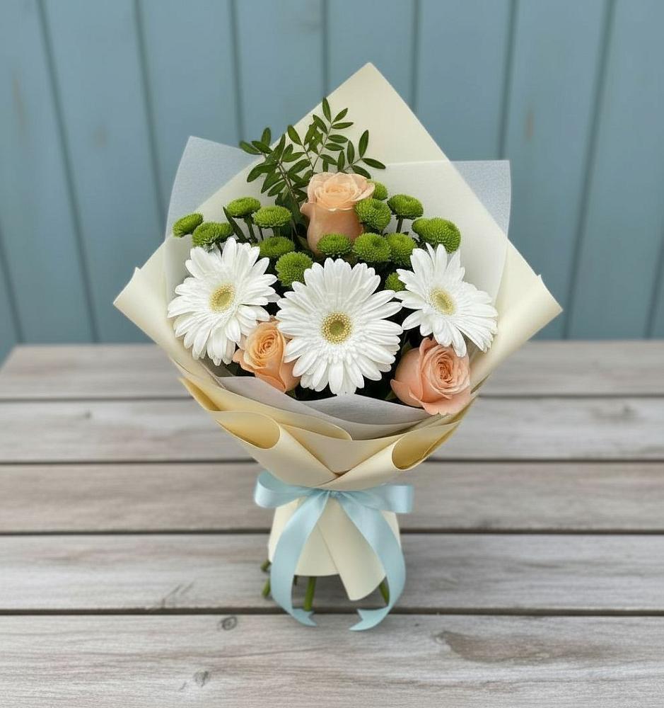 Букет цветов из: Герберы, Розы и Хризантемы в Сергаче