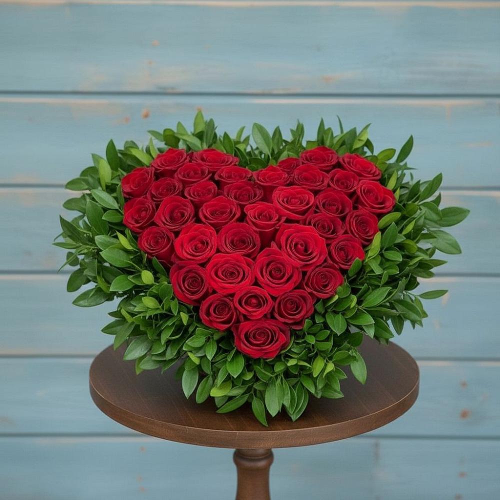 Цветочная композиция из Розы в виде сердца в Сергаче