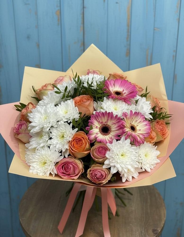 Букет цветов из: Розы, Герберы и Хризантемы в Сергаче
