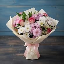 Букет цветов из:  Хризантемы, Альстромерии и Розы #REPLACE_PRED# Сергаче