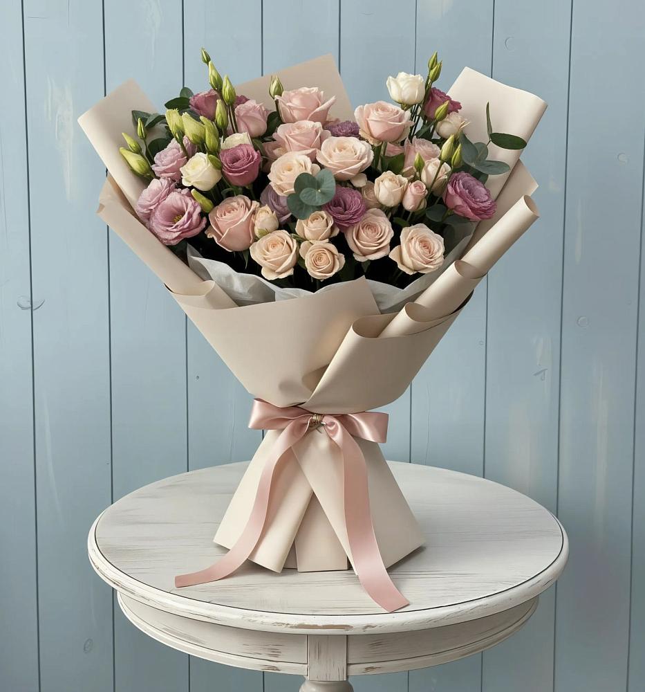 Букет цветов из: Розы и Лизиантусы в Сергаче