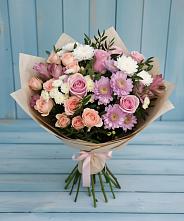 Букет цветов из:  Хризантемы, Розы и Альстромерии в Сергаче